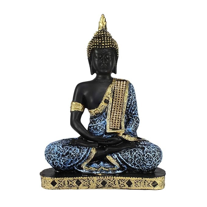 eCraftIndia Buddha Showpiece (22cm x 16 cm x 6 cm, Blue) – Polyresin