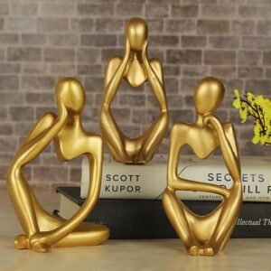 TIED RIBBONS Decorative Abstract Thinker Men Statue Set Of 3 Modern