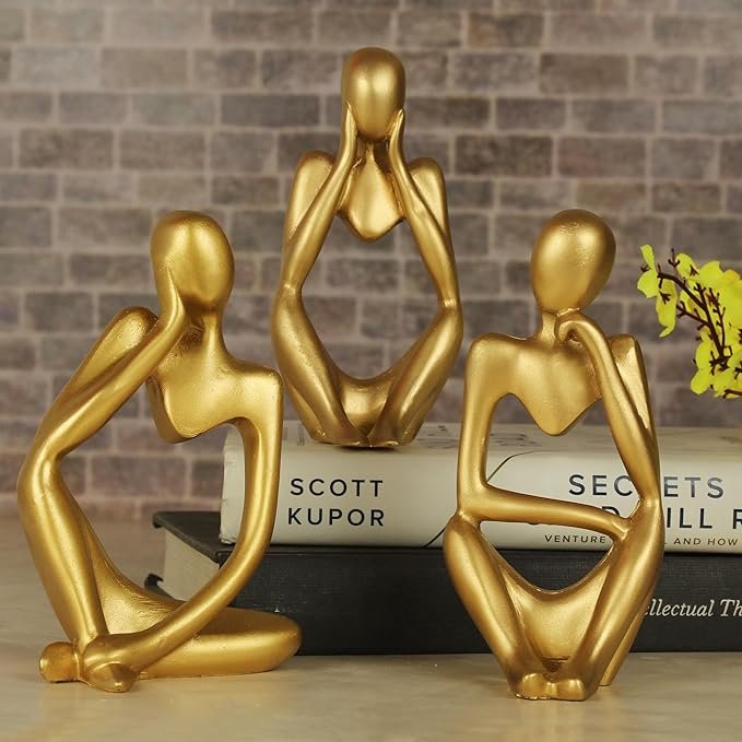 TIED RIBBONS Decorative Abstract Thinker Men Statue Set Of 3 Modern